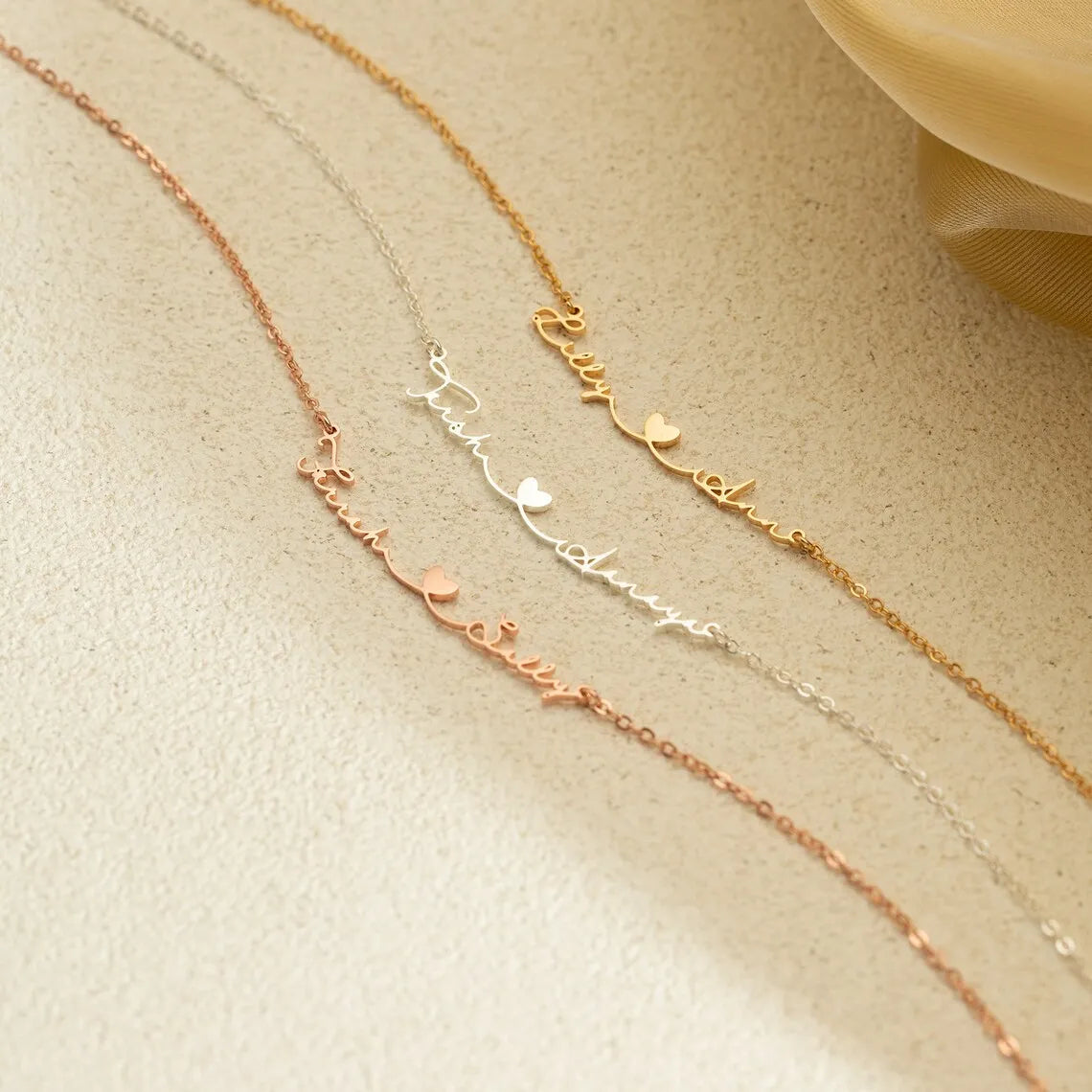  Personalized Two Name Necklace with Heart, Custom Couple Name Necklaces, Silver Letter Necklace for Women, Gifts For Couples, - Lootquake