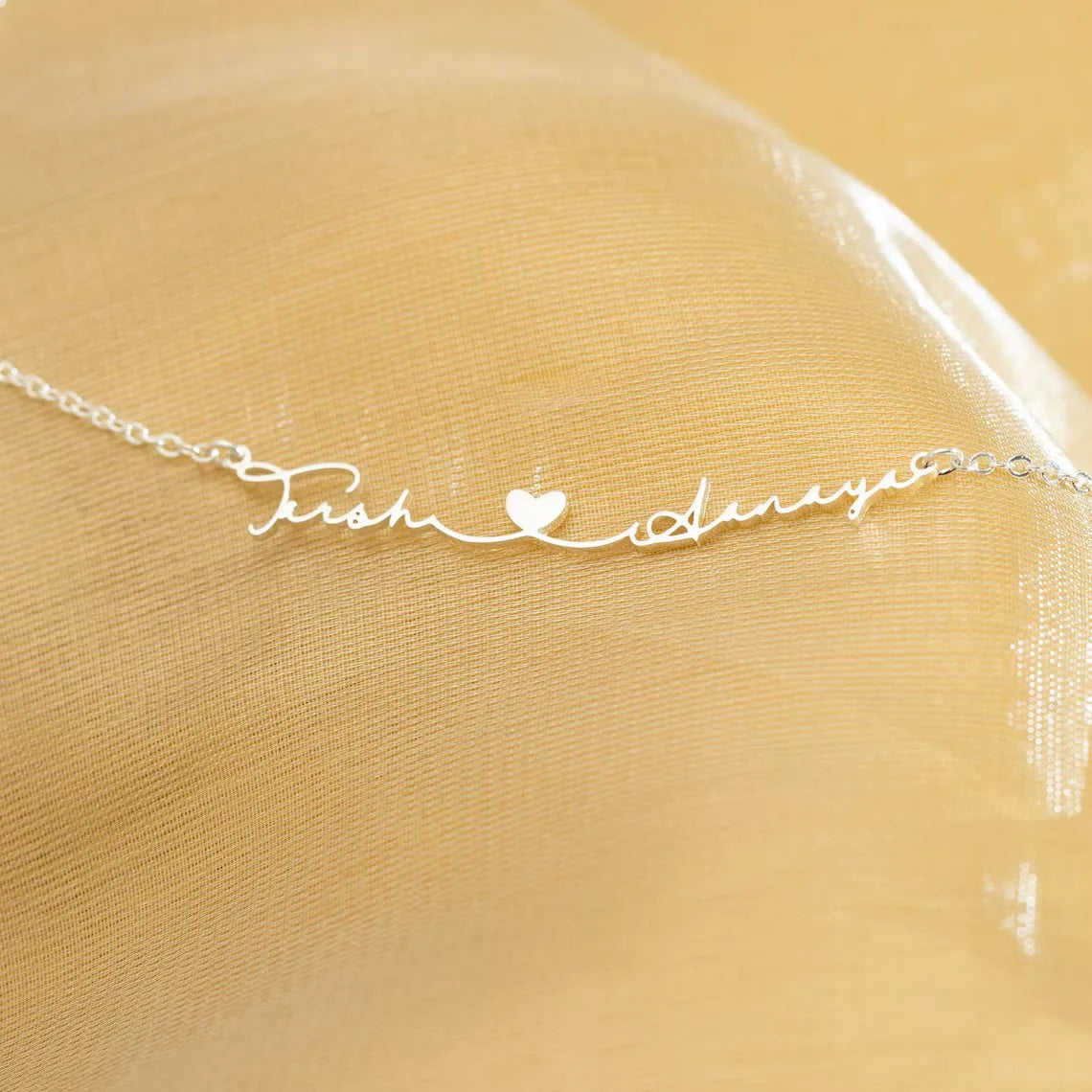  Personalized Two Name Necklace with Heart, Custom Couple Name Necklaces, Silver Letter Necklace for Women, Gifts For Couples, - Lootquake