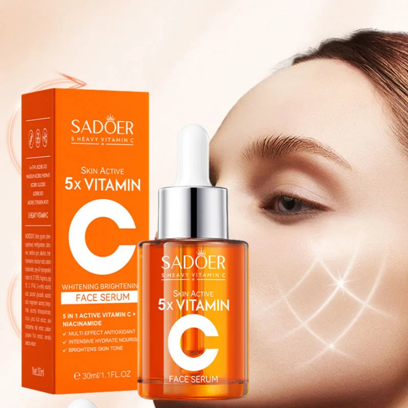 Suero hidratante con vitamina C, 5 funciones, hidratante facial, reparador, reduce los poros, ilumina, productos coreanos para el cuidado de la piel.