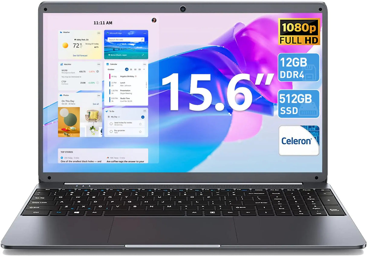 Naclud Laptop 15 Inch Laptops 12GB DDR4 512GB SSD Laptops Computer with Celeron N5095 Processor(Up to 2.9GHz) FHD 1920x1080 IPS Display Bluetooth 4.2 WiFi Webcam Gray - Lootquake