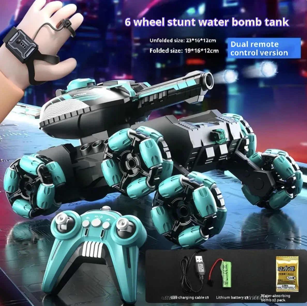 Remote Control Tank Six-wheeled Stunt Car 24g Gesture Sensing Children's Toys - Lootquake