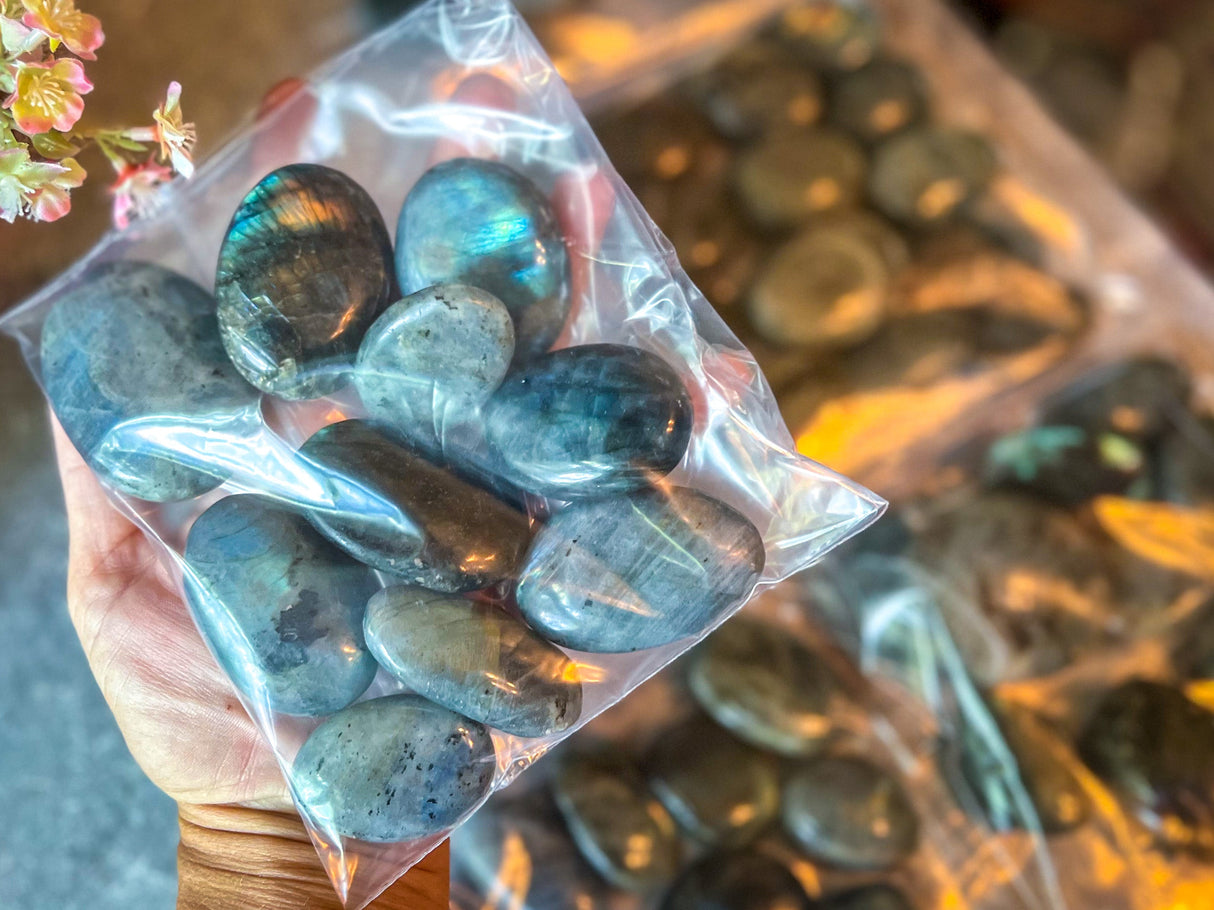 Bulk BLUE Labradorite PalmStone, 1 Lb Bulk Labradorite Crystal Palms
