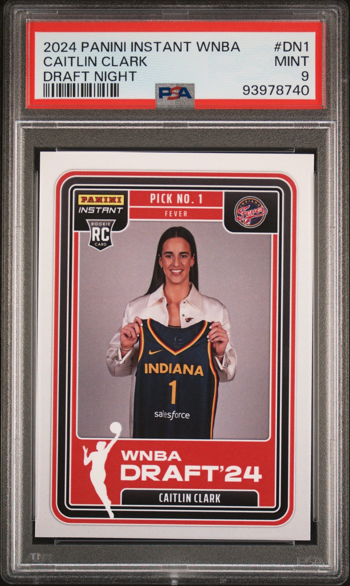Graded 2024 Panini Instant WNBA Caitlin Clark #DN1 Draft Night Rookie RC Basketball Card PSA 9 Mint