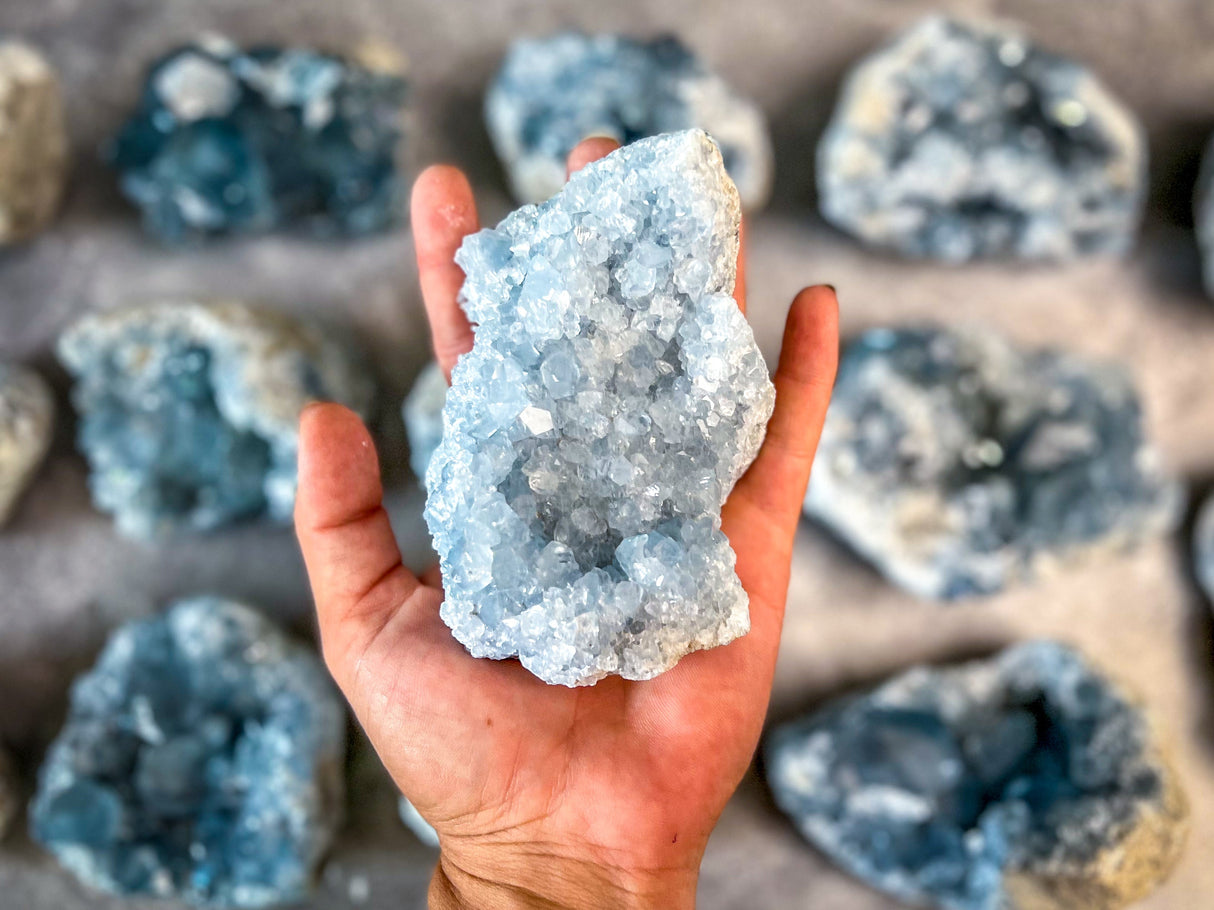 Ethically Sourced CELESTITE Clusters 450-800 Grams