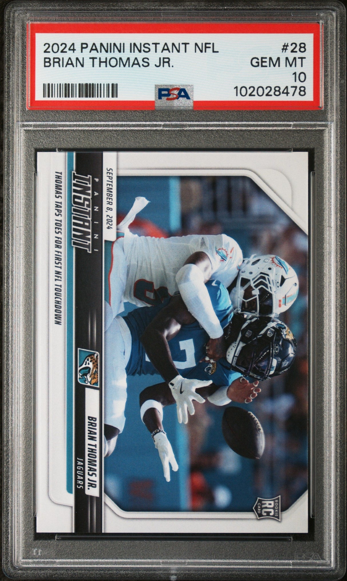 Graded 2024 Panini Instant NFL Brian Thomas Jr #28 Rookie RC Football Card PSA 10 Gem Mint