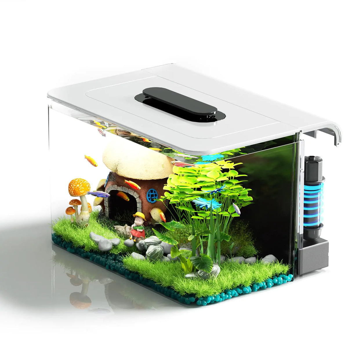 Betta Fish Tank 2.5 Gallon Aquarium Kit with Modular Filtration Heater Light Self Cleaning Oxygenation Small Fish Tank for Goldfish Guppy Shrimp - Lootquake