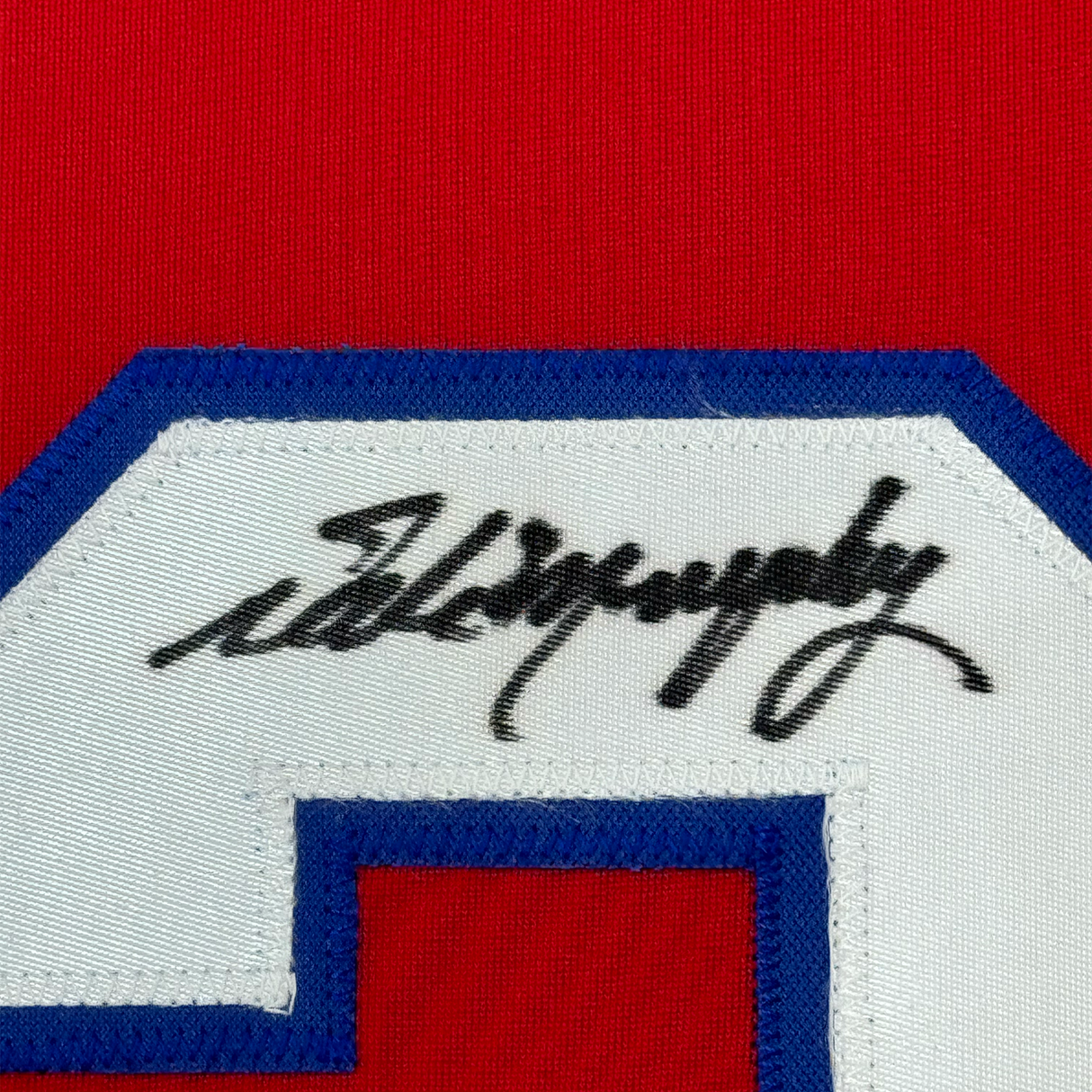 Camiseta de béisbol enmarcada, autografiada y firmada por Dale Murphy, 35 x 39, color rojo Atlanta, JSA COA
