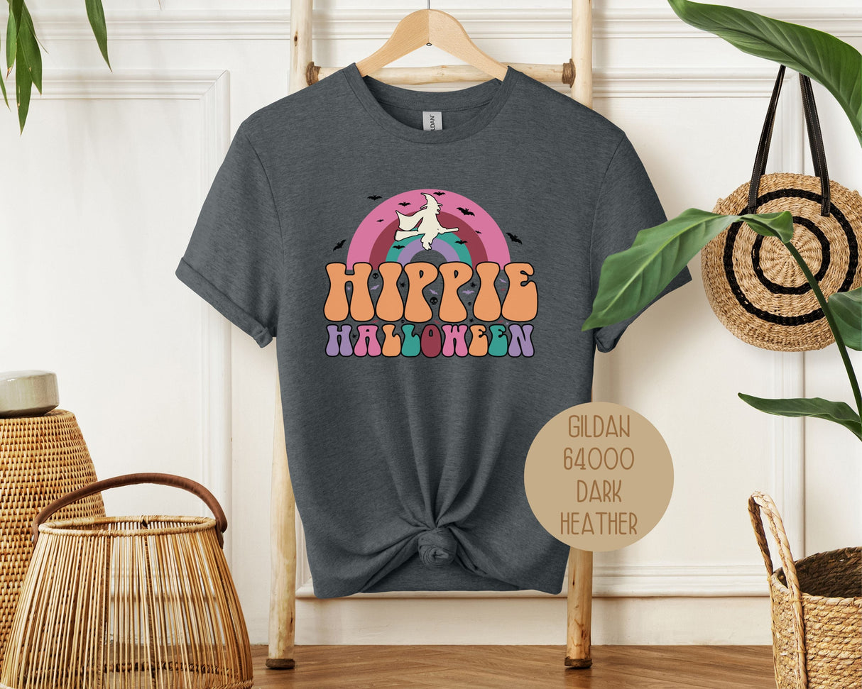 Hippie Halloween Retro Witch Rainbow Shirt-3
