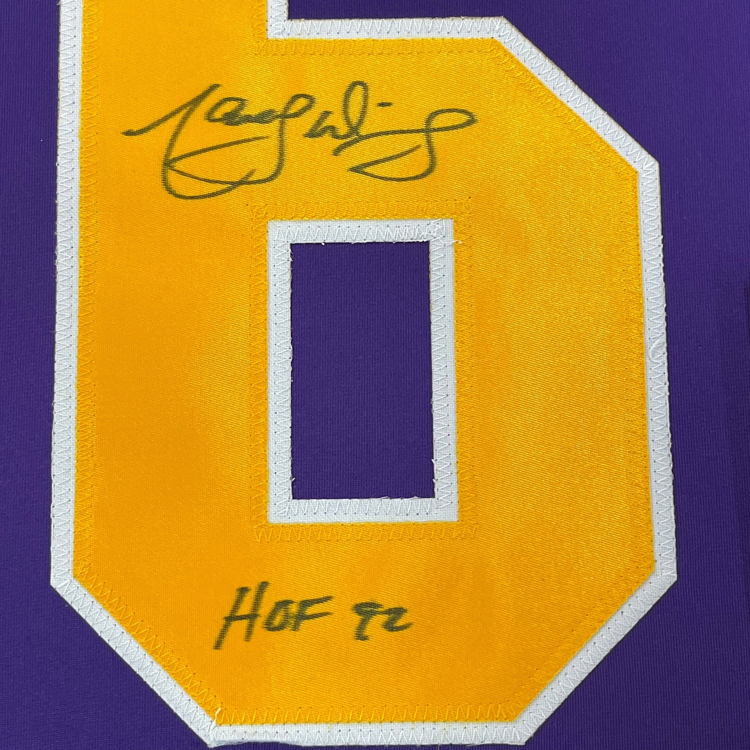Camiseta de hockey morada de Los Ángeles LA, enmarcada, autografiada y firmada por Marcel Dionne, HOF 92, 35 x 39, JSA COA