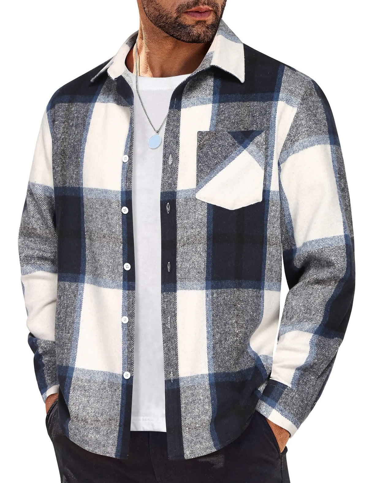 COOFANDY Mens Button Up Shirts Long Sleeve Plaid Shirts Casual Button Down Shirts Regular Fit Fall Jackets - Lootquake