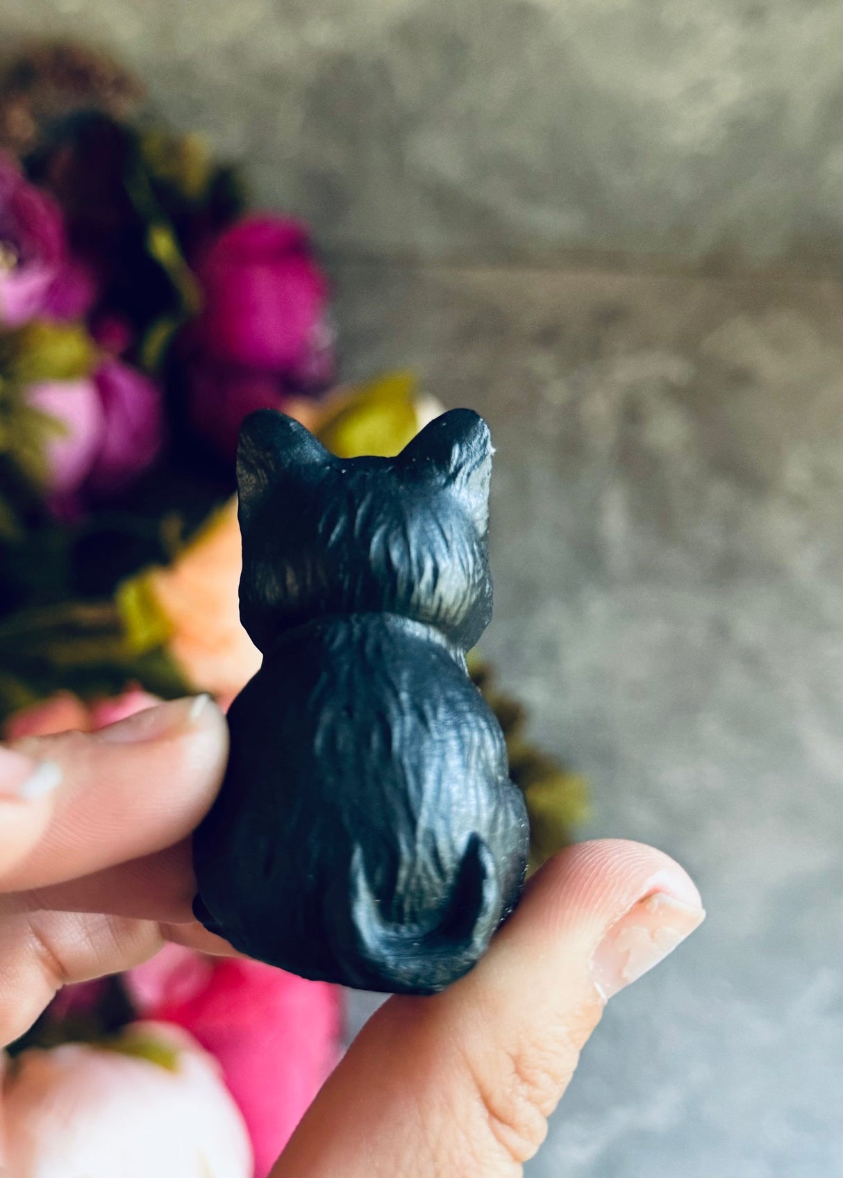 Grumpy Black Obsidian Cats, Mini Black Cat, Black Crystal Cat, Witchy Halloween Decor