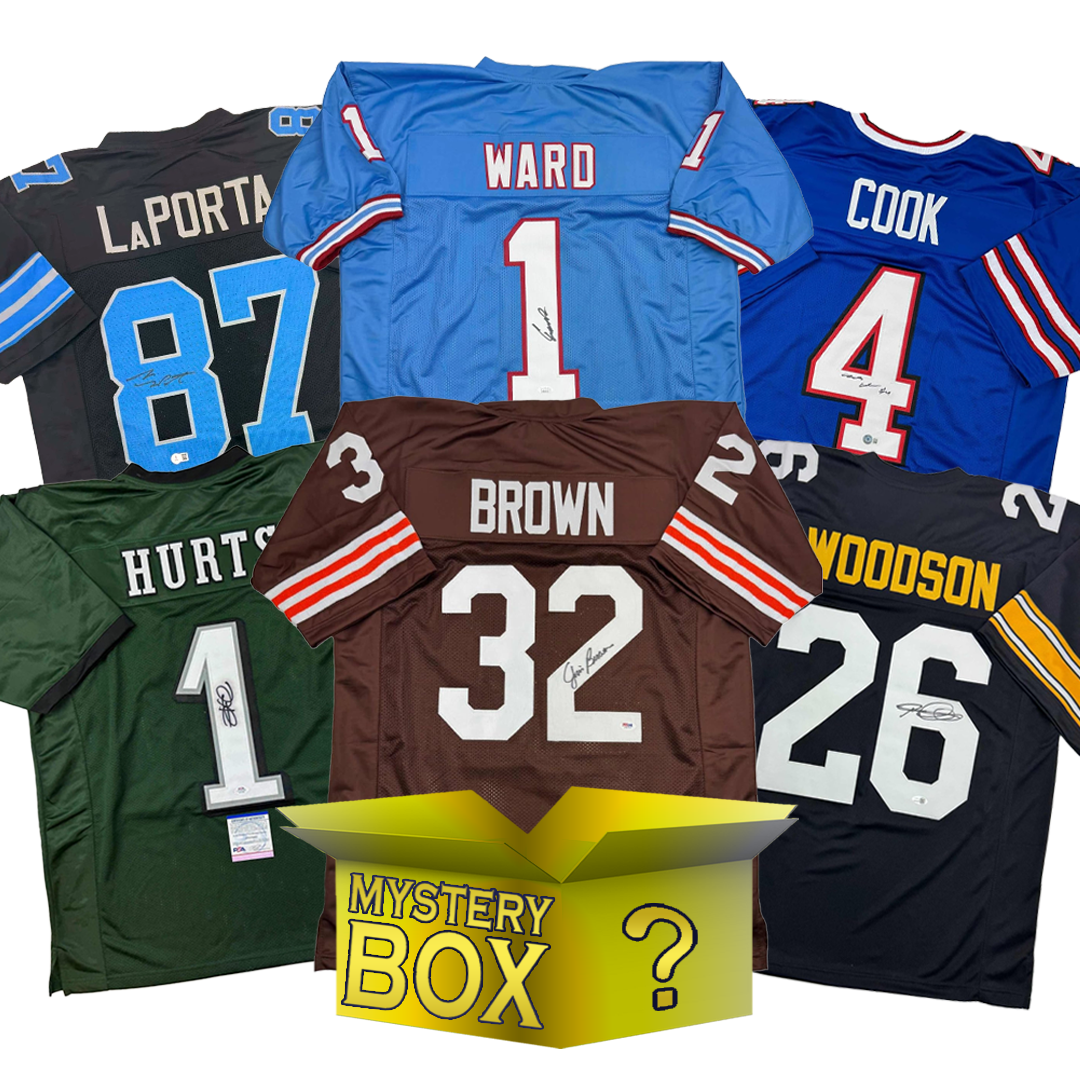 Autographed/Signed Football GOLD Series 4 Jersey Mystery Box with PSA JSA or Beckett COA