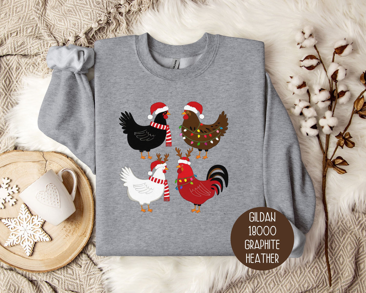 Cute Chickens Christmas Sweatshirt