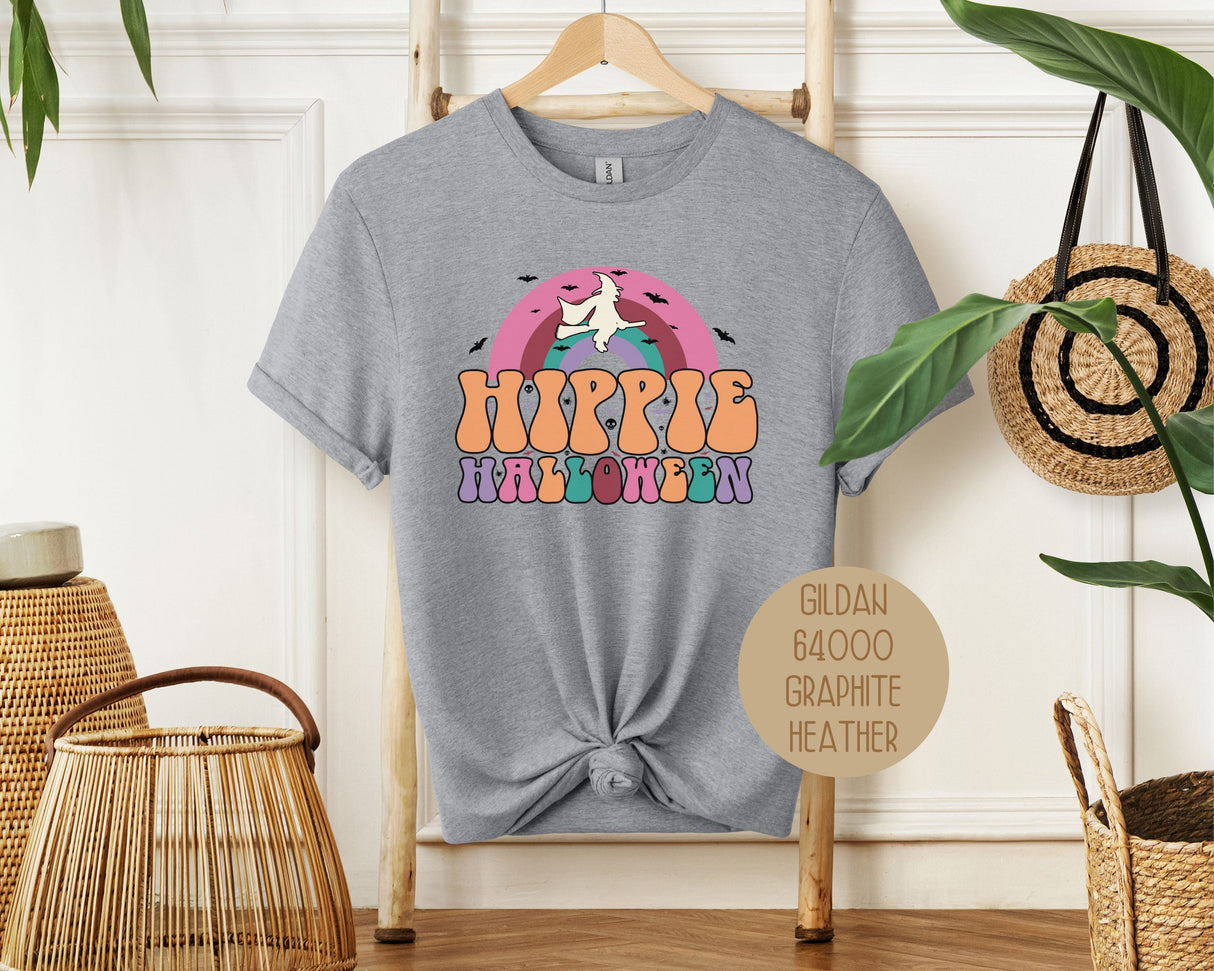 Hippie Halloween Retro Witch Rainbow Shirt-4