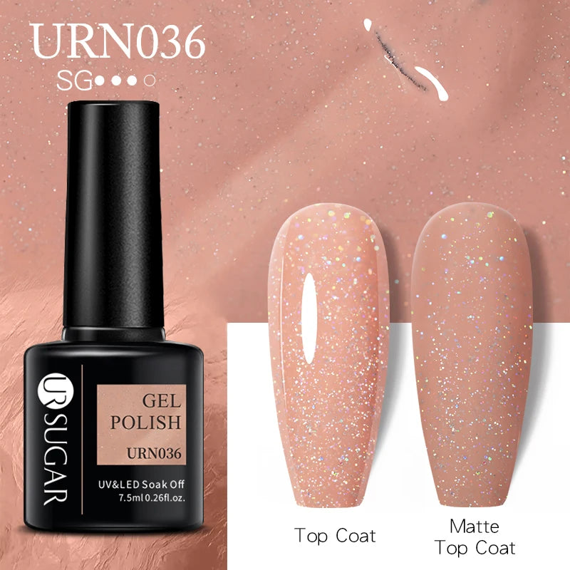 UR SUGAR 7.5ml Nude Glitter Color Gel Nail Polish Winter Warm Color Series Semi-permanent Varnish Professionals Manicure