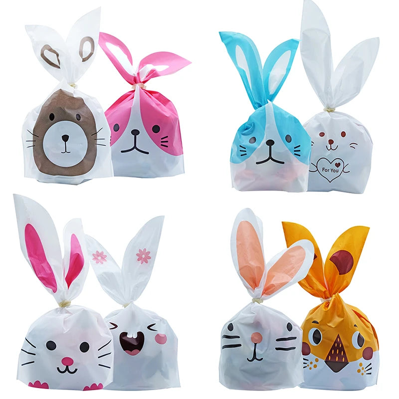 Hot Sale 20 / Batch Cute Rabbit Carrot Ear Biscuit Bag Candy Biscuit Gift Bag Snack Baking Packaging Supplies Easter Decoration - Lootquake