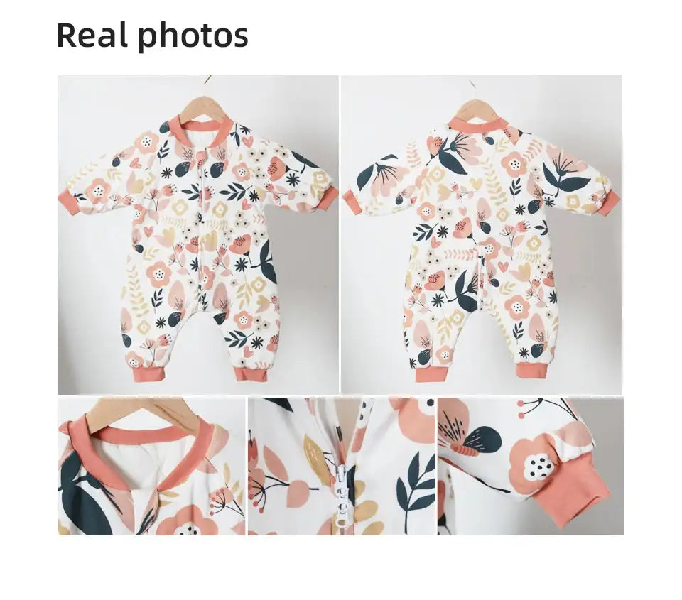 Baby Sleeping Bag Cute Flowers Print Toddler Sleepwear Walk Play Pajamas 2.5Tog Thick Winter Keep Warm Sleepsack 1-4 Years - Lootquake