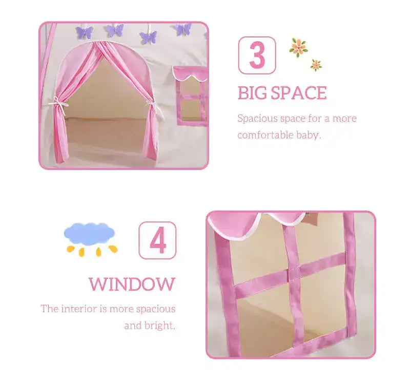 Children's Tent Indoor Outdoor Games Garden Tipi Princess Castle Folding Cubby Toys Tents Enfant Room House Teepee Playhouse - Lootquake