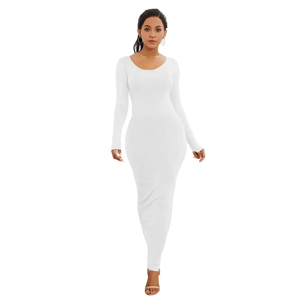 HOT SALES!!! Spring Autumn Sexy Long Dress Women Long Sleeve Round Neck Bodycon Maxi Dress evening party Dress - Lootquake