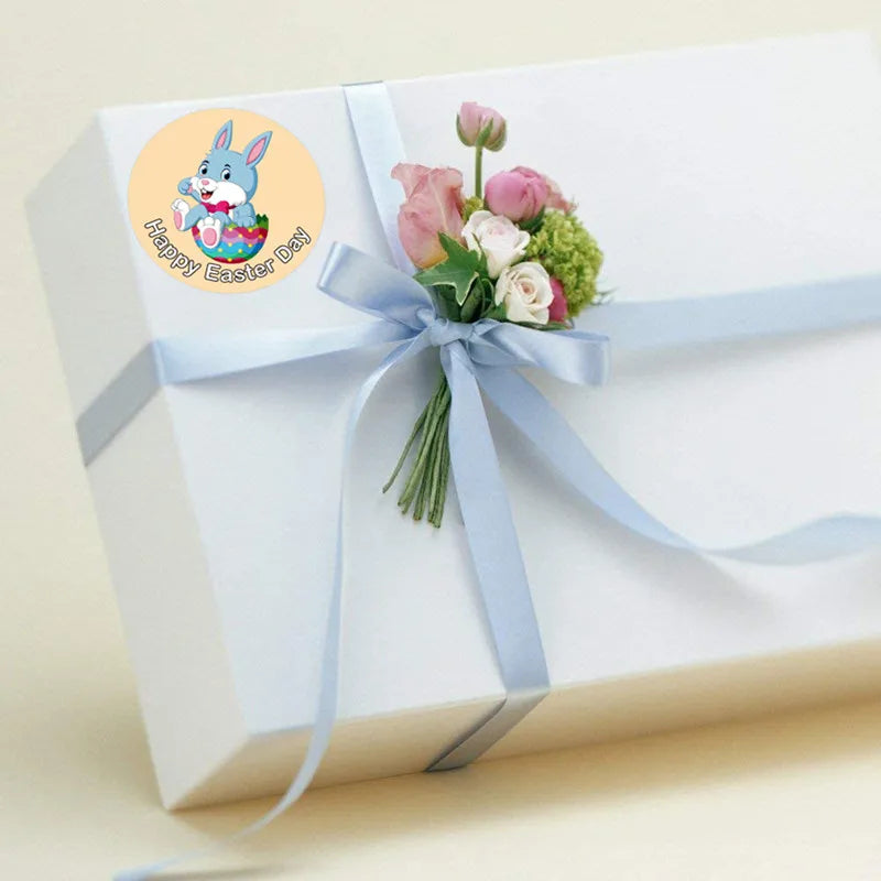 1.5 Inch Happy Easter Rabbit Stickers Sealing Bunny Thank You Sticker Roll for Gift Packging Decor School Stationery Supplies - Lootquake
