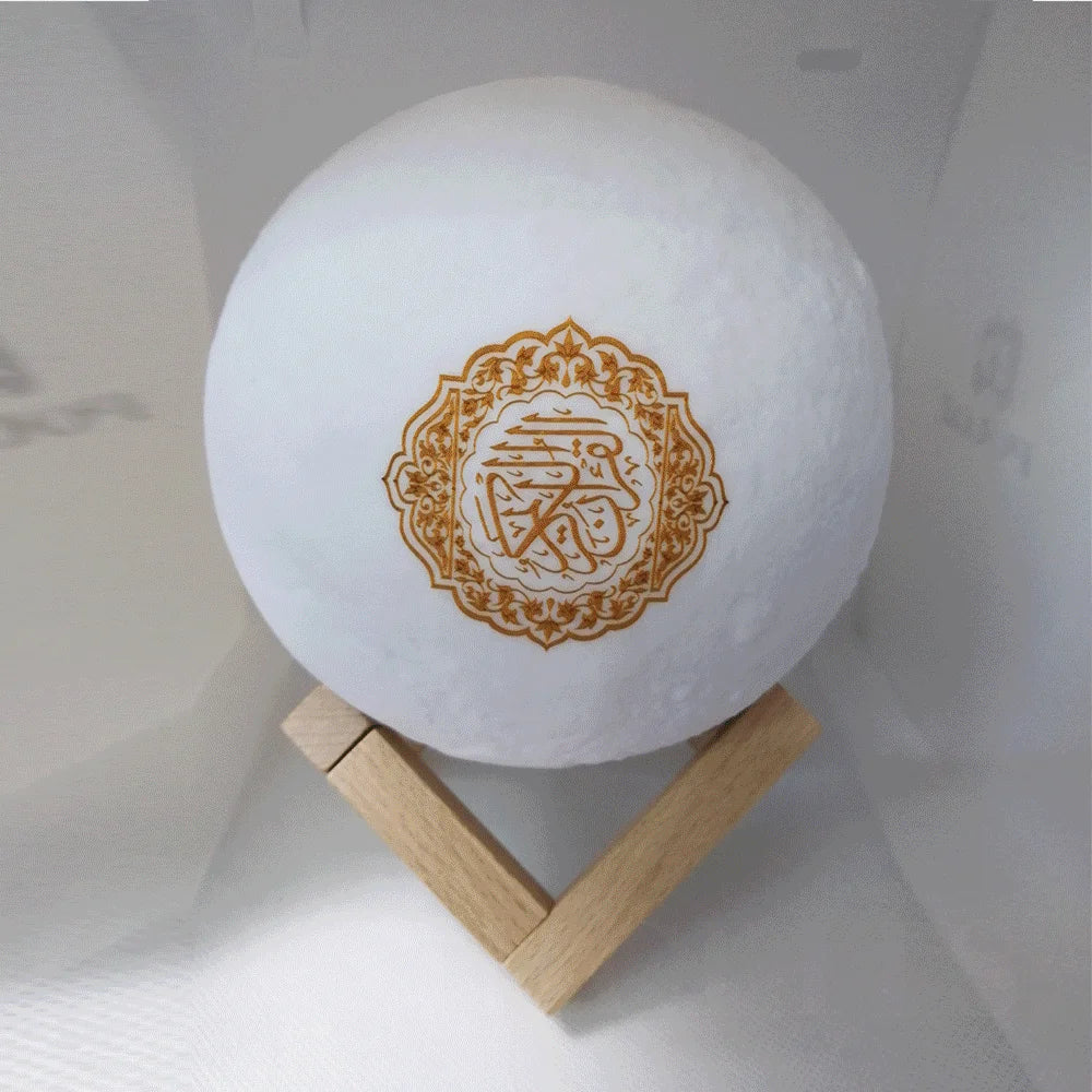 Altavoces Bluetooth del Corán con control remoto colorido, luz LED de noche pequeña, lámpara de luna, altavoz inalámbrico del Corán con luz de luna