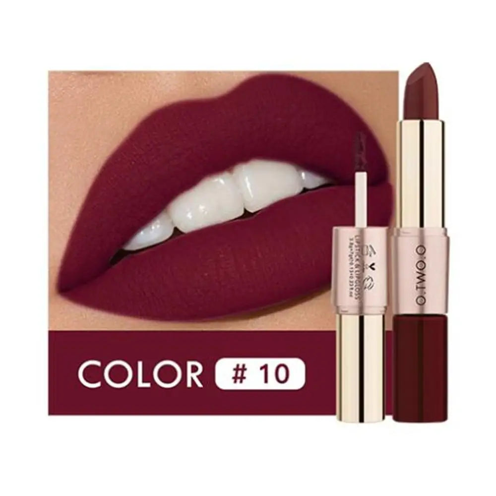 O.TWO.O 12 colores Maquillaje Lápiz labial Brillo labial Lápiz labial rojo sexy Impermeable Hidratante Labios Cosméticos Lápices labiales mate
