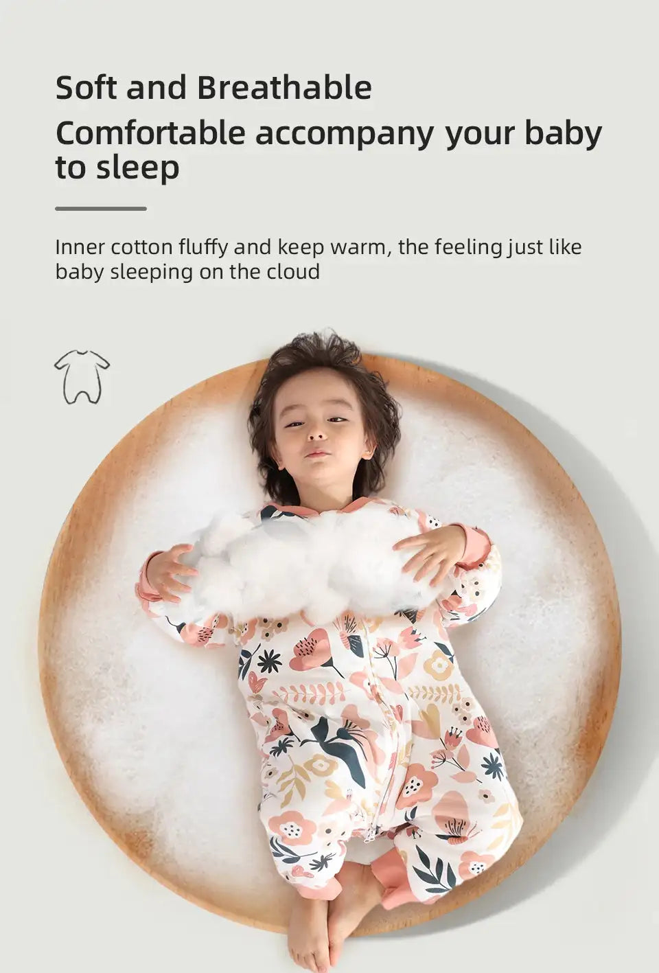 Baby Sleeping Bag Cute Flowers Print Toddler Sleepwear Walk Play Pajamas 2.5Tog Thick Winter Keep Warm Sleepsack 1-4 Years - Lootquake