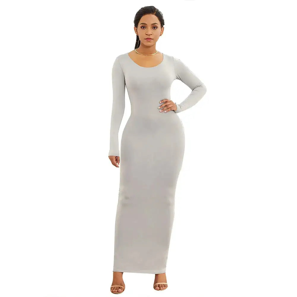 HOT SALES!!! Spring Autumn Sexy Long Dress Women Long Sleeve Round Neck Bodycon Maxi Dress evening party Dress