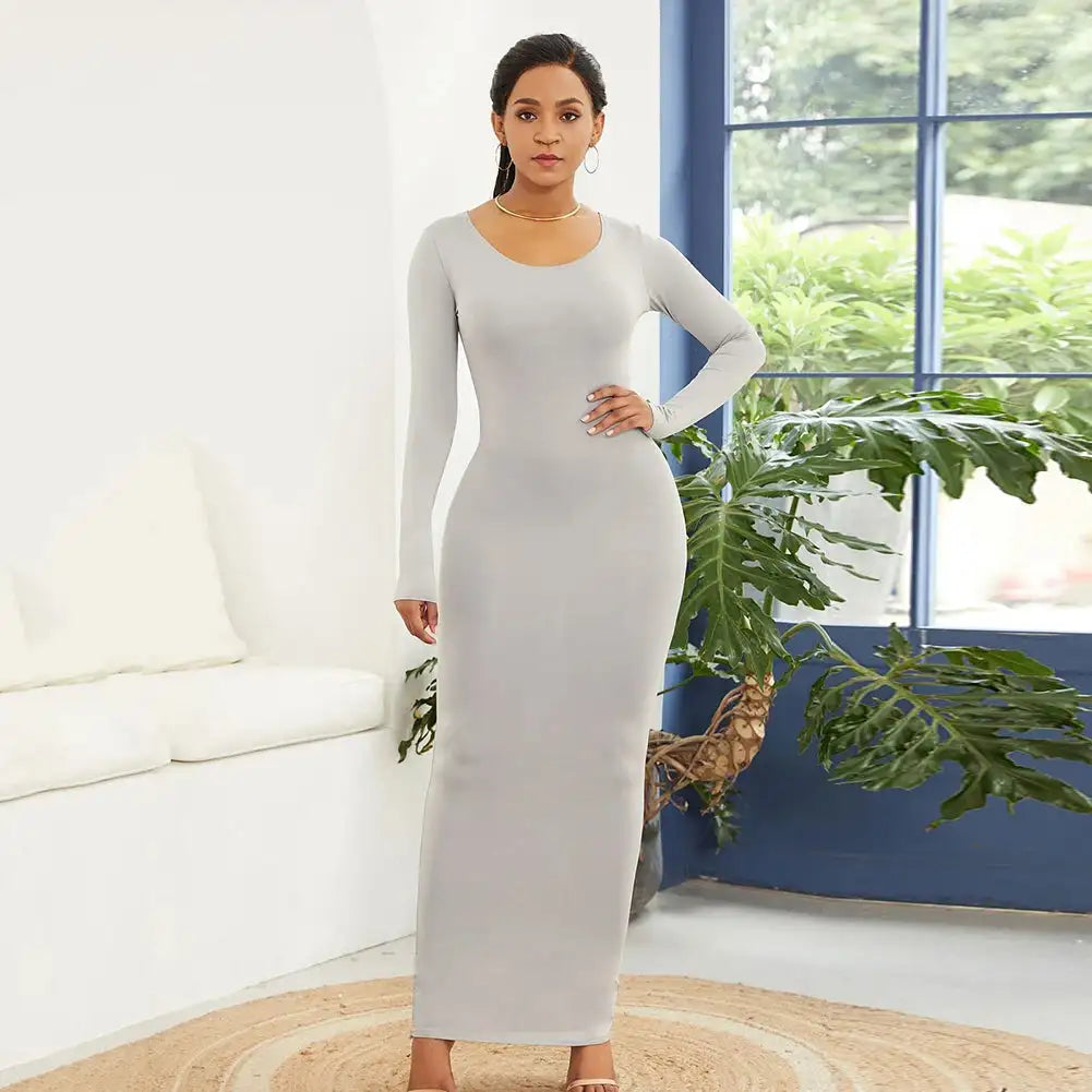 HOT SALES!!! Spring Autumn Sexy Long Dress Women Long Sleeve Round Neck Bodycon Maxi Dress evening party Dress - Lootquake