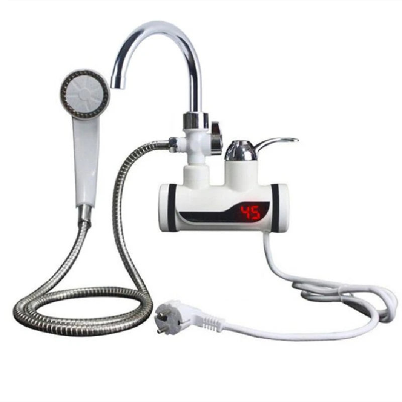 Chauffe-eau instantané électrique sans réservoir avec douche, 220 V, affichage numérique, robinet électrique, électroménager