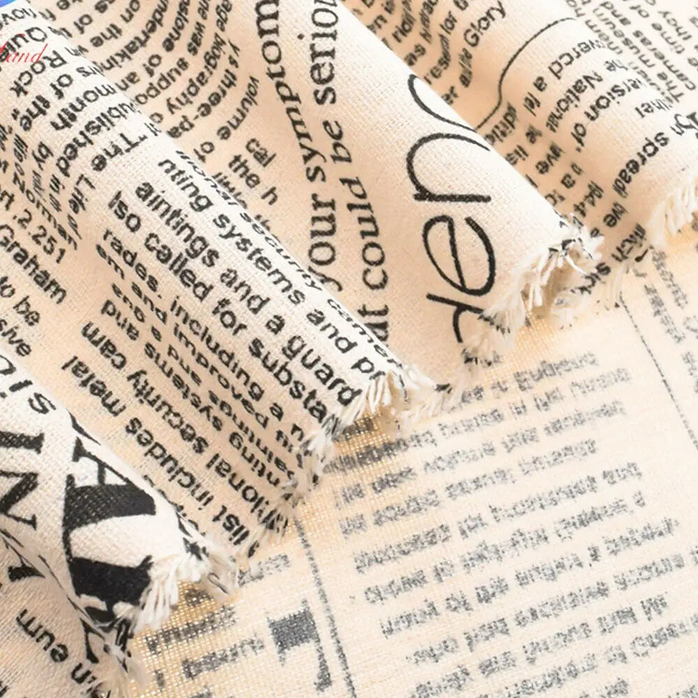 Tela estampada de periódico, tela acolchada de algodón y lino para costura DIY, mantel, cojín, mantel individual, bolsa de almacenamiento, materiales para manualidades