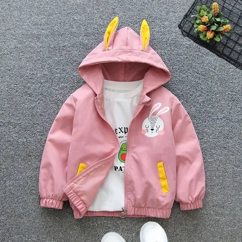 Cartoon Girls Jackets Cute Little Fox Kids Windbreaker Hooded Baby Coat Spring Autumn Children Outwear Toddler Girl Clothes - Lootquake