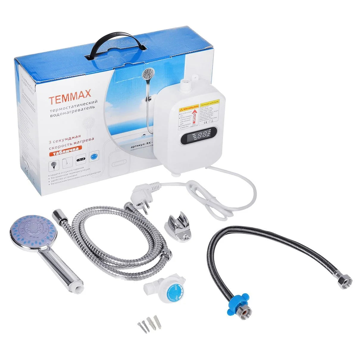 Chauffe-eau électrique à température constante, robinet à chauffage instantané, affichage LED, installation verticale pour douche