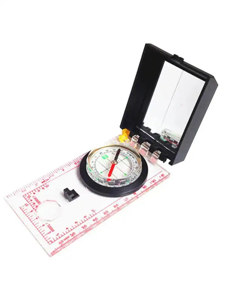 Portable Magnifying Compass Navigation Map Reading Compass with lanyard mirror and ruler for Camping Hiking and Traveling - Lootquake
