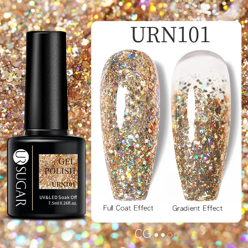 UR SUGAR 7.5ml Nude Glitter Color Gel Nail Polish Winter Warm Color Series Semi-permanent Varnish Professionals Manicure