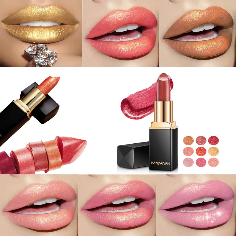 Rouge à lèvres hydratant sirène 9 couleurs, waterproof, longue tenue, pigment nude rose scintillant, maquillage de luxe pour femmes, cosmétiques