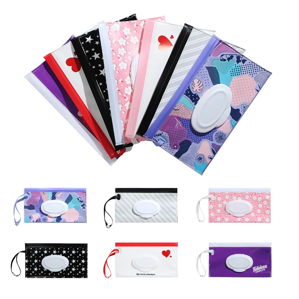 Estuche portátil de EVA para toallitas húmedas de bebé, reutilizable, recargable, caja de pañuelos, bolsa de cosméticos con cierre a presión, almacenamiento para el hogar