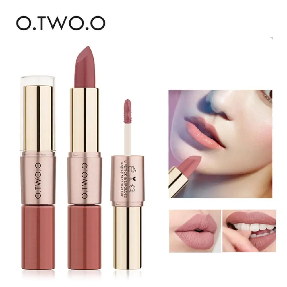 O.TWO.O 12 colores Maquillaje Lápiz labial Brillo labial Lápiz labial rojo sexy Impermeable Hidratante Labios Cosméticos Lápices labiales mate