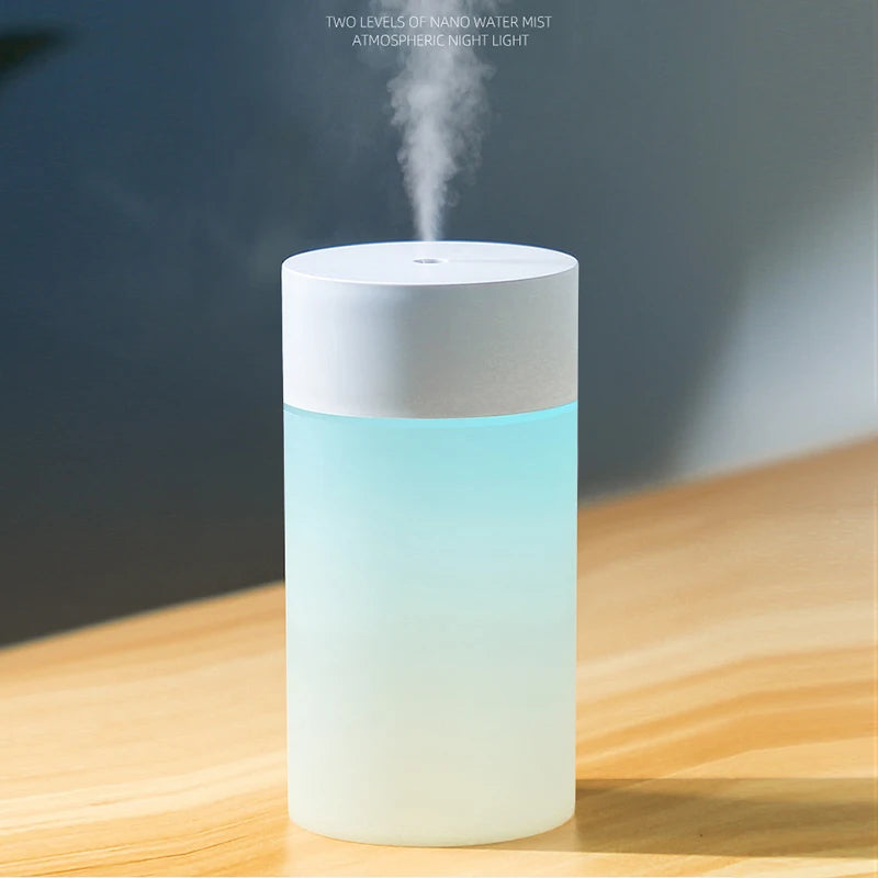 Mini humidificador USB de 260 ml, humidificador ultrasónico de aire, lámpara LED, difusor de aceites esenciales, purificador de coche, generador de niebla aniónica de aroma portátil.