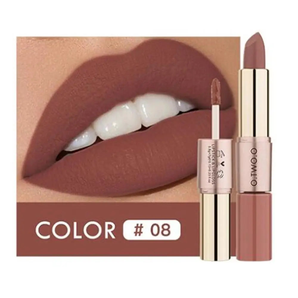 O.TWO.O 12 colores Maquillaje Lápiz labial Brillo labial Lápiz labial rojo sexy Impermeable Hidratante Labios Cosméticos Lápices labiales mate