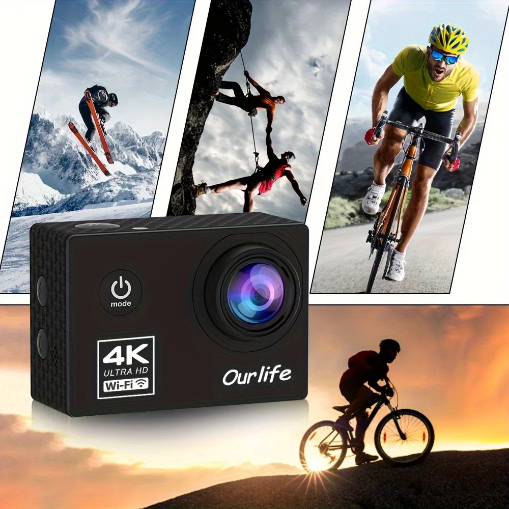 Caméra d'action sous-marine ultra HD 4K 30 ips 720p 120 ips Wi-Fi sans fil 16 MP Time Lapse pour sports extrêmes
