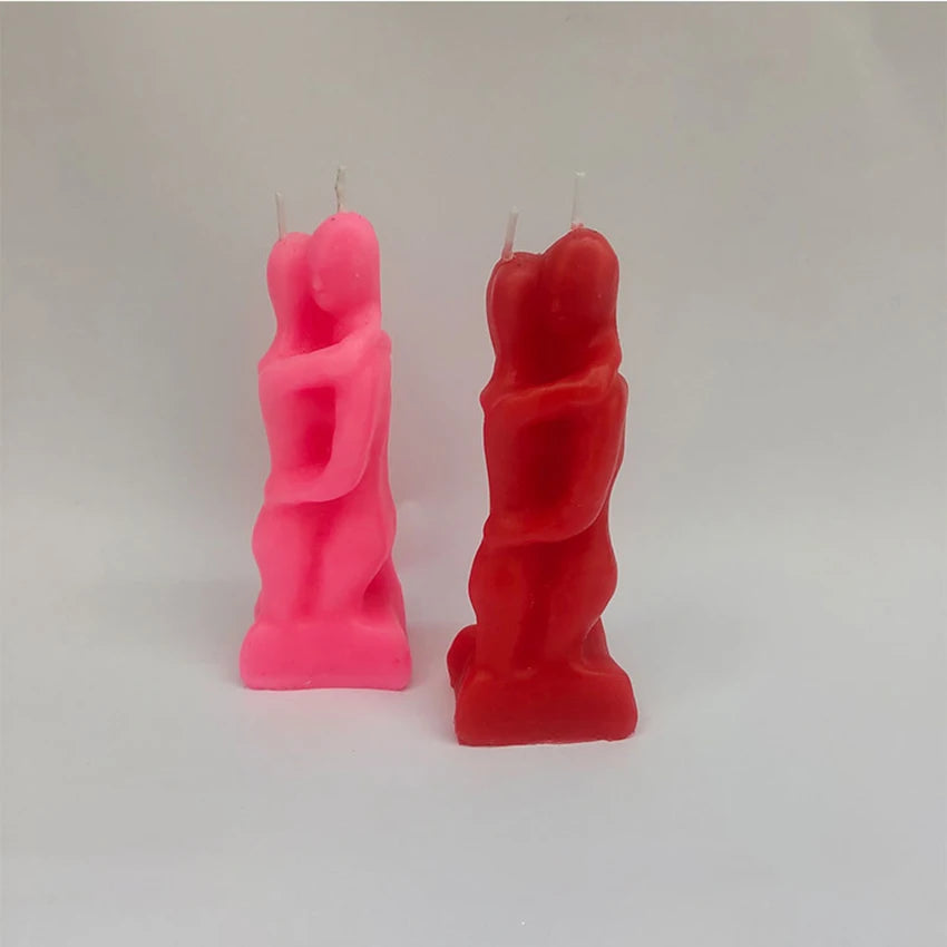 Velas decorativas para pareja de hombres y mujeres abrazados. Ritual de amor con velas. Hechizo para enamorarse de mí. Rojo y rosa.