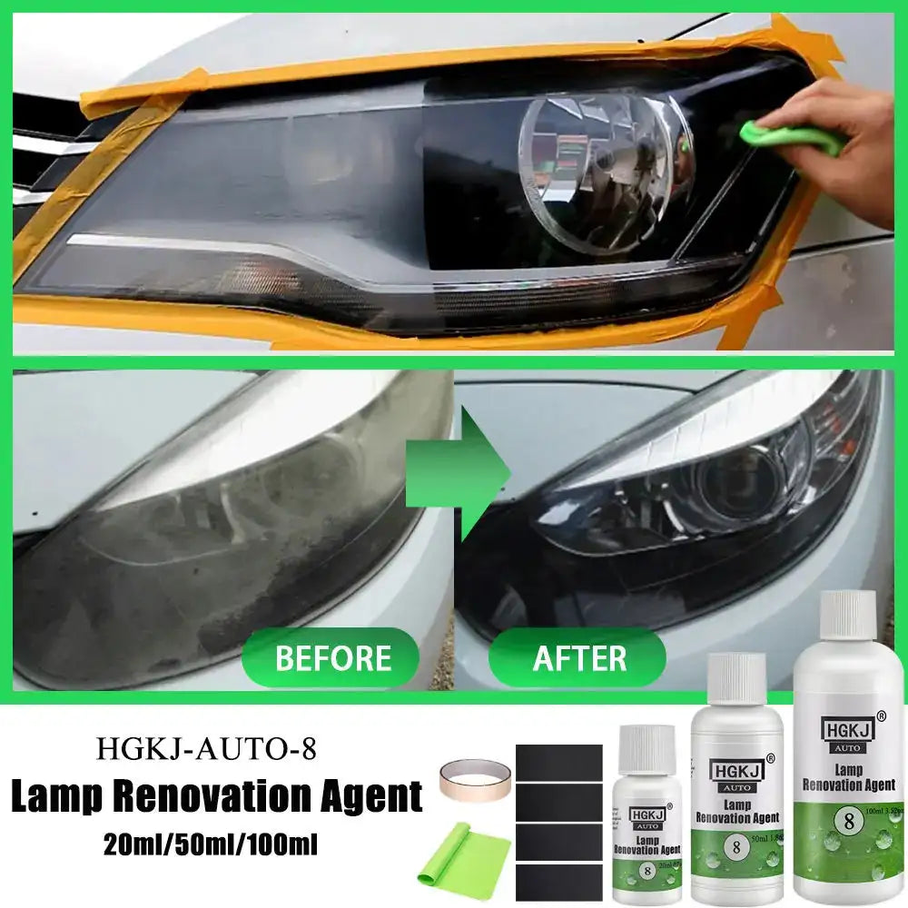 HGKJ 8 Lamp Renovation Agent Auto Headlight Headlamp Polish Restoration Kit Long Lasting Protection Oxidation Liquid for Car - Lootquake