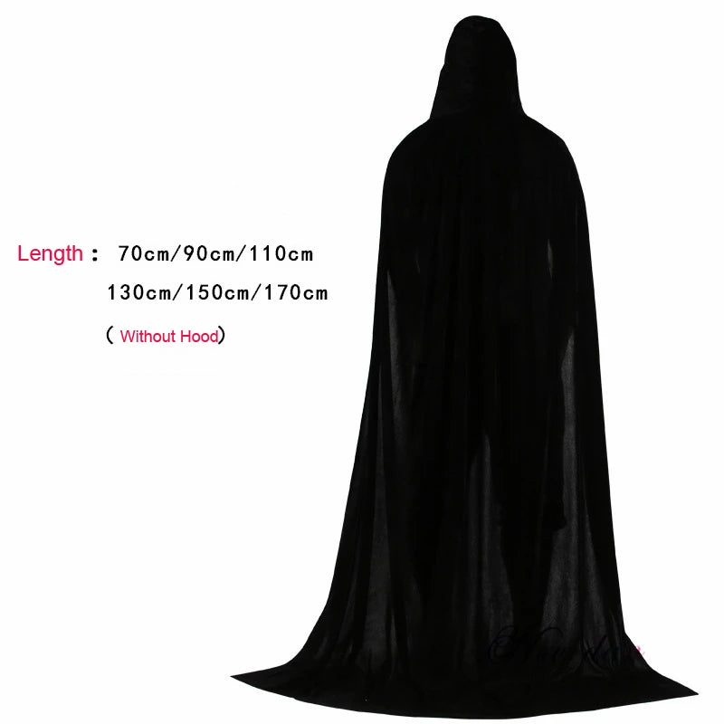 Adult Kids Halloween Velvet Cloak Cape Hooded Medieval Costume Witch Wicca Vampire Elf Purim Carnival Party