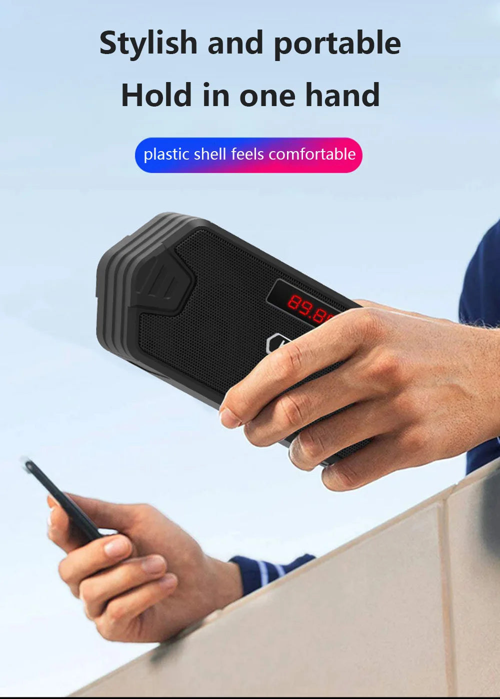 Enceinte portable sans fil Bluetooth, haut-parleur d'extérieur USB avec récepteur radio FM, AUX, TF, MP3, pour téléphone et PC