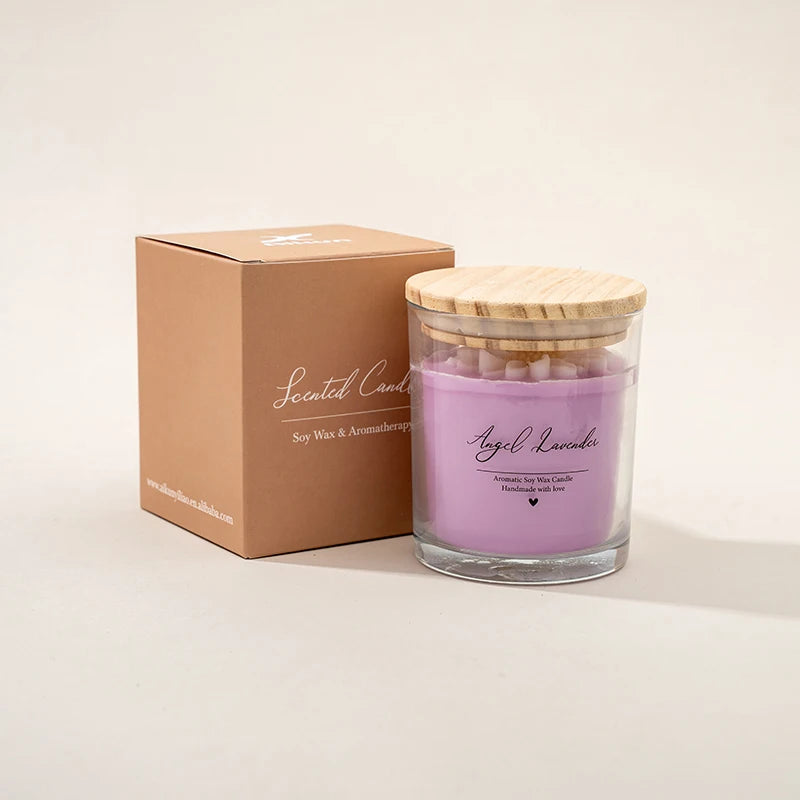 AIKUN 8CM*9CM Natural Purple Soybean Scented Candle Adorned with White Daisy Flowers Aromatherapy Home Decor Eco-Friendly Gift