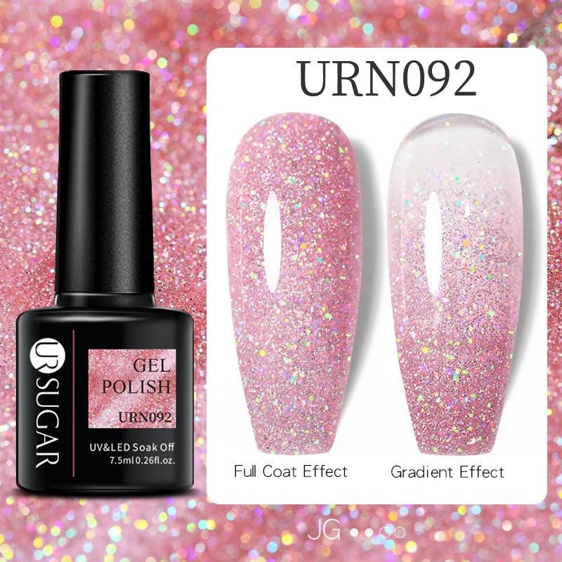 UR SUGAR 7.5ml Nude Glitter Color Gel Nail Polish Winter Warm Color Series Semi-permanent Varnish Professionals Manicure