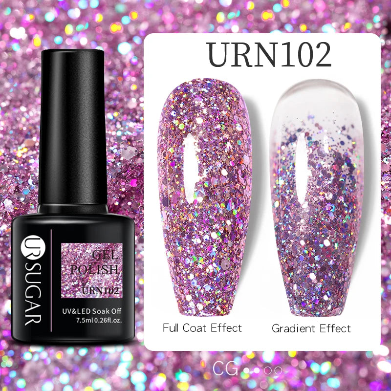 UR SUGAR 7.5ml Nude Glitter Color Gel Nail Polish Winter Warm Color Series Semi-permanent Varnish Professionals Manicure