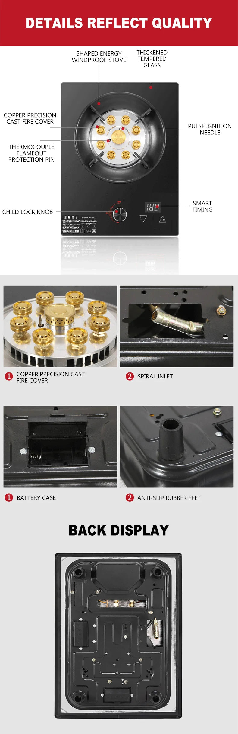 Cuisinière à gaz domestique, plaque de cuisson, brûleur à gaz, cuisinière à gaz intégrée, table de cuisson à gaz de bureau, cuisinière à gaz liquéfié temporisée, table de cuisson à gaz