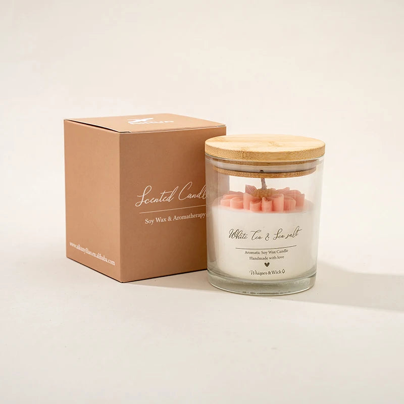 AIKUN Long-Lasting Aromatherapy Soy Wax Daisy Glass Jar Scented Candle with Essential Oils for Home Decor Gift Set